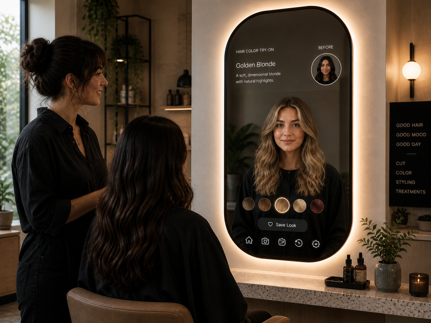 Salon smart mirror